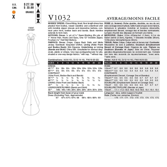 Vogue V1032 Wedding Gown Bridal Sewing Pattern Size 12 14 16 - Picture 5 of 6